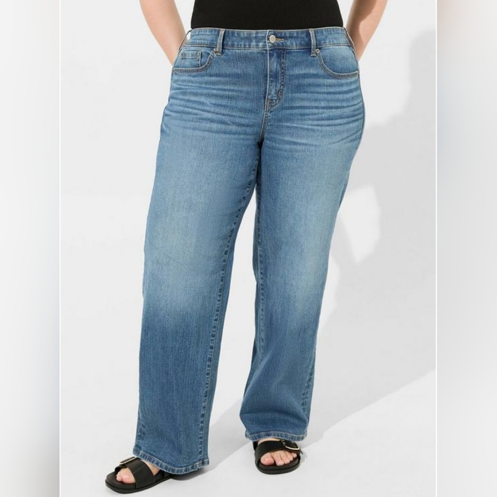 Wide Leg Vintage Stretch Mid-Rise Jean size 14 short